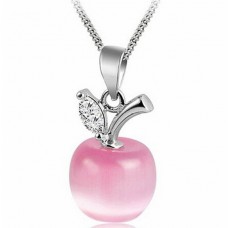 Sterling Silver Pink Apple Pendant Necklace